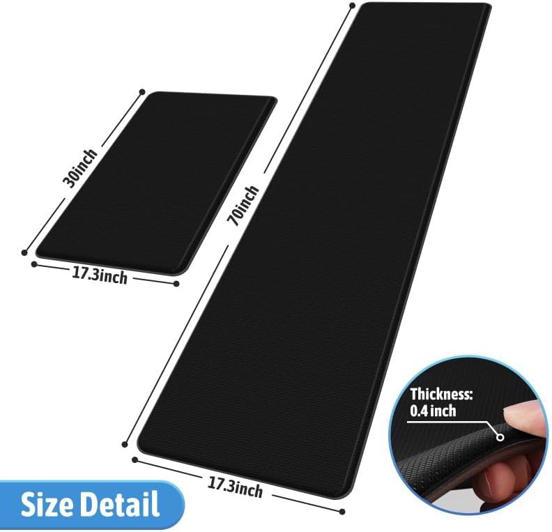 Miniatura 2 de Tapete de cocina, 2 piezas, tapetes de cocina acolchados para piso, tapete antifatiga, juego de alfombras de cocina, tapete antideslizante para