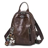 Elonglin Mochilas femininas moda casual mochila multifunções couro PU, Marrom 1, 27*22*9CM, Macio