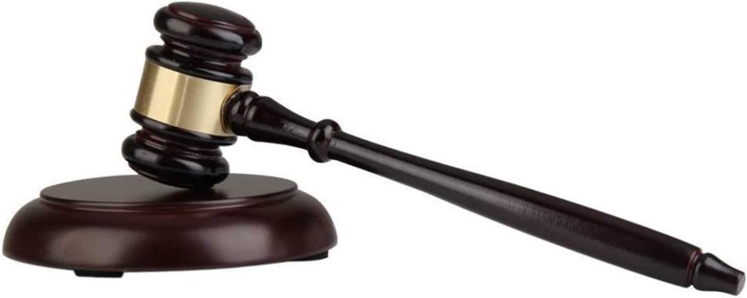 Wooden Gavel and Block for Lawyer Judge Auction Sale
