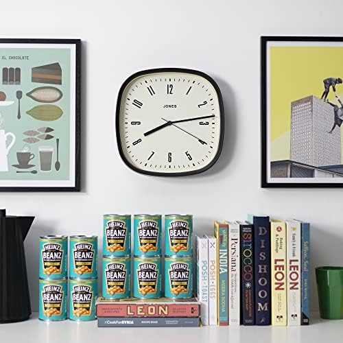 Jones Clocks® Square Retro Wall Clock, The Marvel Clock with Large Square Case 30cm Perfect as a Kitchen Clock, Living Room Wall Clock or Office Clock
