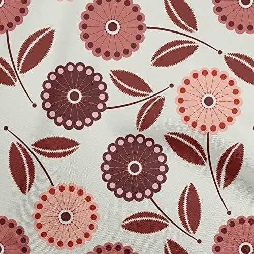 oneOone Georgette Viscose Maroon Fabric Dotted Floral Dress Material Fabric Print Fabric By The Yard 42 Inch Wide-73