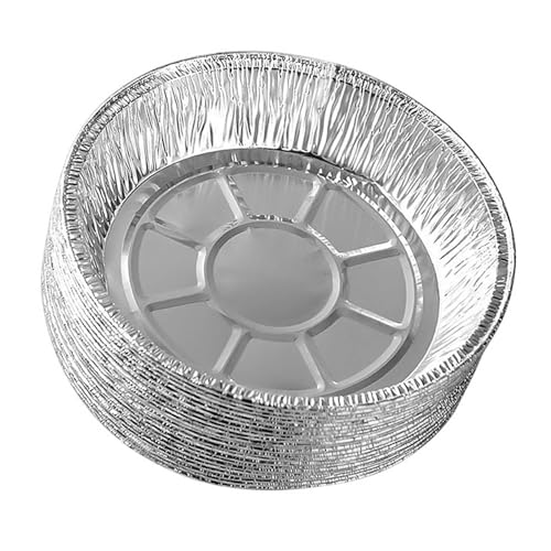 Juroupi 50 Pezzi Piatti Usa e Getta da 9 Pollici in Foglio di Alluminio Rotondi Teglie per Torta in Stagnola per Friggitrici Ad Aria Cottura Cottura Stoccaggio Arrosto (7 pollici