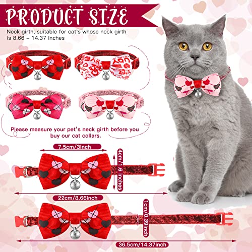 4 Pack Valentines Cat Collar with Bow Tie and Bell Puppy Collar Cat Bow Tie Kitty Collars Holiday Cat Collars Tiny Dog… - Image 4