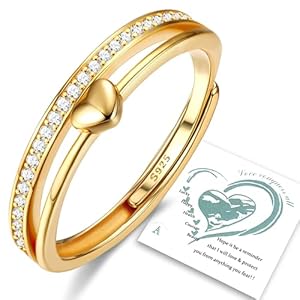 Adramata Anillos Mujer Plata De Ley 925 Anillo De Corazón Ajustable Anillo Chapados En Oro De 14k Cz Anillos De Compromiso Alianzas Boda Anillo De Promesa Anillos Mujer Oro Anillo Plata Oro Rosa