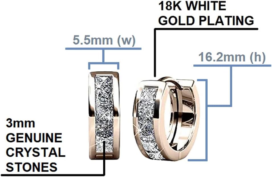 Cate & Chloe 18k Rose Gold Hoop Earrings with Crystals Value Bundle - 3 Pairs - Giselle, Bianca, Amaya image 2