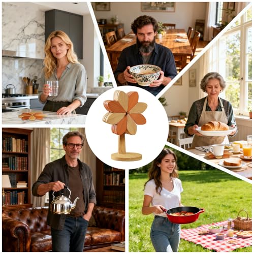 Tapis chauffants en bois de cuisine protégeant table et casseroles - 5