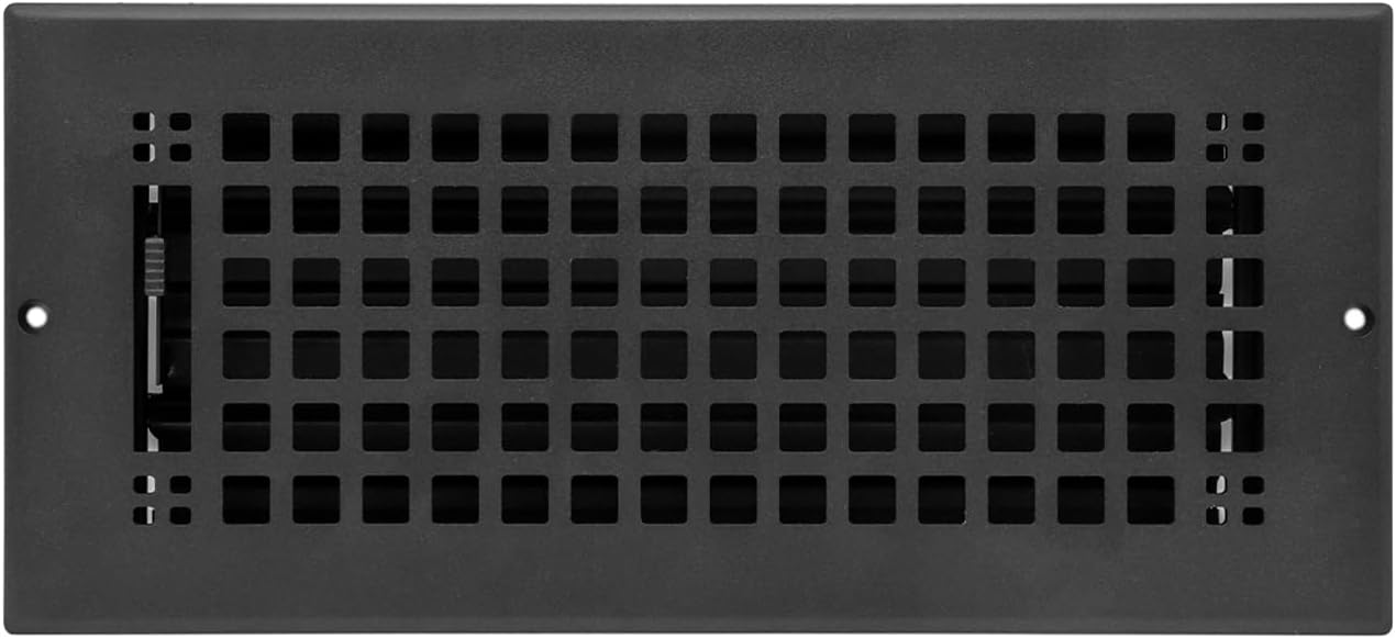 Naiture Stainless Steel Wall Register, Heavy Duty Rust-Resistant Air Vent Cover, Metal Damper or Lever, Mission Style Grille Wall Vent, Duct Size 4" X 10", Black Finish