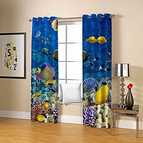 Rideaux occultants polyester isolant phonique 3D bleu - 5