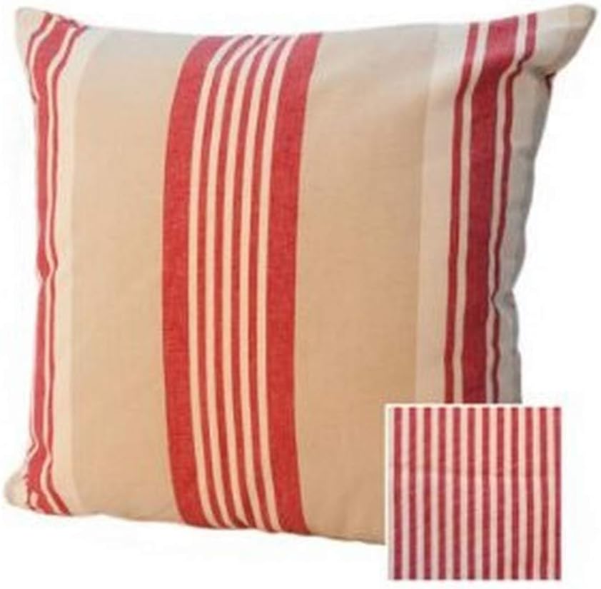 Rennie & Rose - Cabana Collection Stripe 24-Inch Pre Stuffed Pillow, Linen