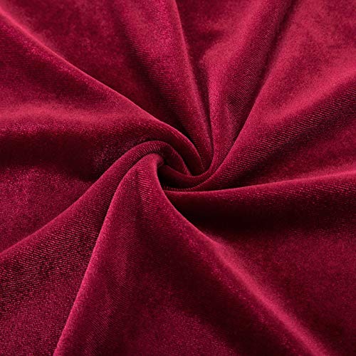 Women's Vintage Long Sleeve V-Neck Velvet Pencil Dress Wine Size L BP743-2