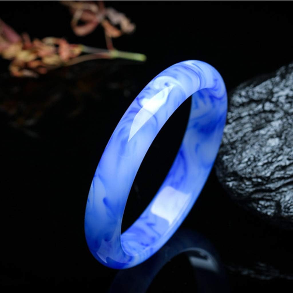 Beautiful Natural Hetian Jade Bracelet - Floating Flower Bangle, Blue and White Auspicious Female Design - Gift