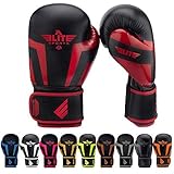 Elite Sports Boxing Gloves for Men, Women, and Kids, Kickboxing Punching Bag Pair of 2 Gloves (Red 12 Oz)
