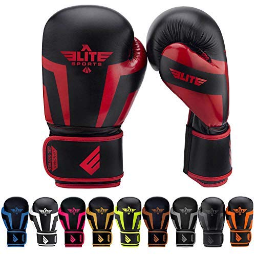 2022 Elite Sports Best Kids Boxing & Kickboxing Gloves for Boys and Girls, Training & Sparring Gloves for Kids. Youth Punching Gloves for Punching Bag, Kickboxing, Muay Thai, MMA (Red, 12 OZ)