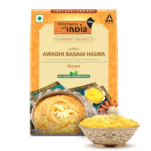 Image of Kitchens of India Awadhi Badam Halwa, ITC Ready to Eat Indian Food, Just Heat and Eat, Microwavable, 200g