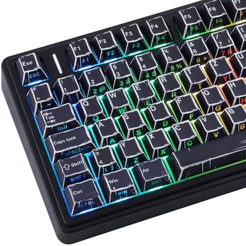 Keycaps PBT con letras translúcidas de estilo manga y perfil retro para teclado Cherry MX