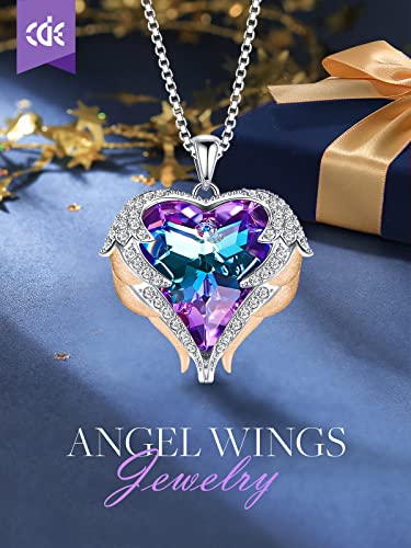 Cde Rose Gold Women Necklace Heart Pendant Embellished With Austrian Crystals Angel Wing Valentine's Day Jewelry Gifts For Women Mom Wife Stepmom Daughter #TOP2