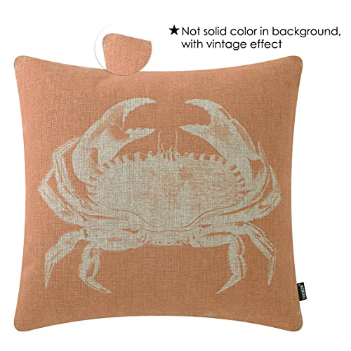Trendin Crab Pillow Cover 18X18 Inch Coastal Square Throw Pillowcase Home Chair Office Ocean Decor Linen Cushion Cover For Sofa Couch Pl730Tr #TOP1