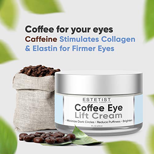 Caffeine Infused Coffee Eye Lift Cream - Reduces Puffiness, Brightens Dark Circles, & Firms Under Eye Bags - Anti Aging, Wrinkle Fighting Skin Treatment #TOP1