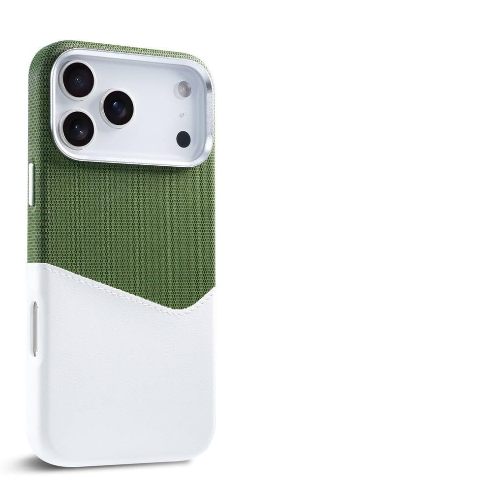 Funda magnética de Cuero con Ranura para Tarjetas para iPhone 17, 16, 15, 14, 13, 12 Pro MAX, 17 Air, 16, 15 y 14 Plus, con Carga inalámbrica, Color Verde. para iPhone 17 Air.