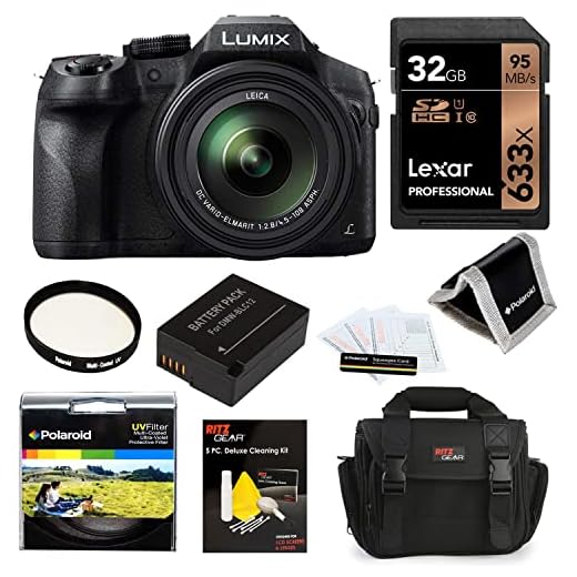 Panasonic LUMIX DMC FZ300 4K, Point and Shoot Camera with Leica DC Lens 24X Zoom Black + Polaroid Accessory Kit + 32GB Class 3 SD Card + Ritz Gear Bag + Spare Battery + Filter + Cleaning Kit + More
