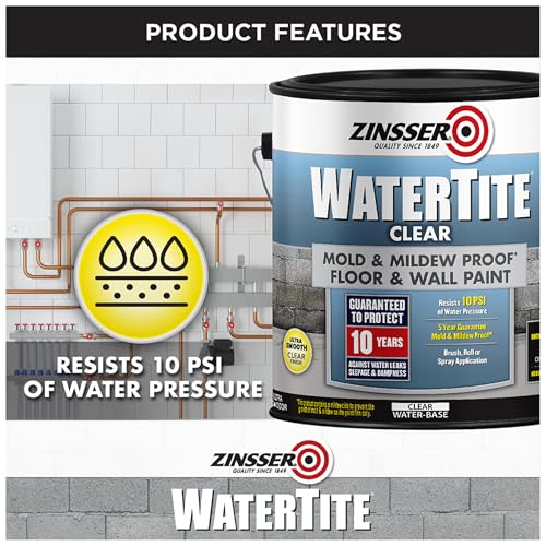 Zinsser 306607 WaterTite Waterproofing Floor and Wall Paint, Galón, Transparente miniatura 4