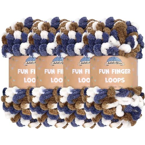 JubileeYarn Fun Finger Loops Yarn - Gold Navy White - 4 Skeins