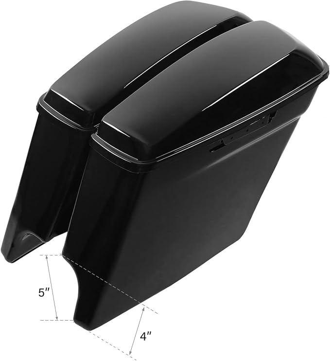 Alforjas extensas TCMT 5" negras brillantes para Harley 2014-2024 miniatura 3