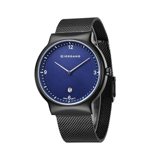 Giordano Analog Casual Round dial Wrist Watch for Men with mesh Metal Strap and Date Window