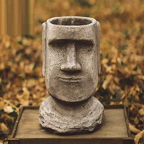 Character Decoration Statue Mural Statue Ornaments Sculptures Ornaments Statues Sculptures European Retro Easter Moai Buddha Head Flower Pot Portrait Art Pot Plant Pot Outdoor Garden Room Study Hal #TOP20