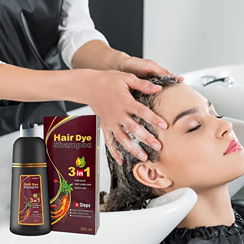 Foto von Haarfärbe-Shampoo- Instant Shampoo Für Braunes Haar- 3-in-1-Pflanzen Haarfärbe Shampoo 500 ML Black Hair Dye Shampoo Natürliches Haarfärbeshampoo