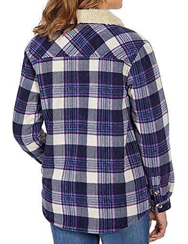 Women's Plaid Fleece Jackets Plush Sherpa Lined Shirt Jacket with Pockets2