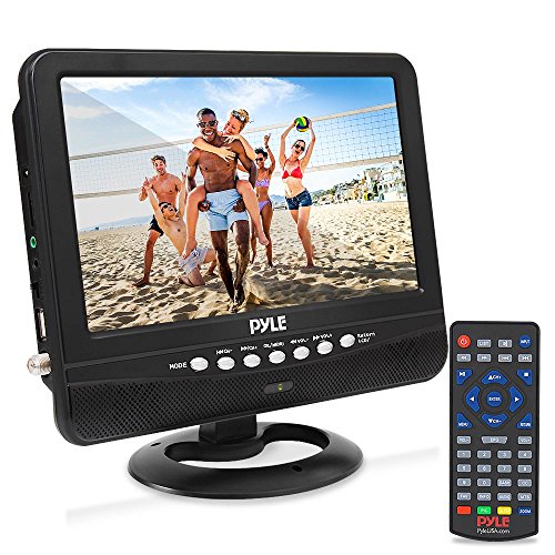 9 Inch Portable Widescreen TV - Smart Rechargeable Battery Wireless Car Digital Video Tuner, 800x480p TFT LCD Monitor Screen w/ Dual Stereo Speakers, USB, Antenna, Remote, RCA Cable - Pyle PLTV9553