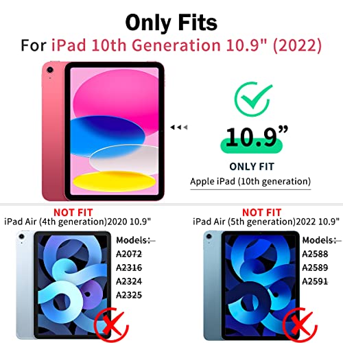 Hocase For Ipad 10Th Generation Case 10.9" 2022, With Pencil Holder/360 Rotation Stand/Hand Strap, Heavy Duty Shockproof Rugged Soft Silicone Hard Protective Case For Kids, Girls & Women - Rainbow #TOP2