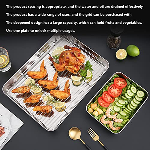 QANYEGN Roasting Pan and Rack Set, Stainless Steel Roasting Pan, Rectangular Roaster, Nonstick Steel Roaster for Cooking and Baking (9.3 × 6.9 × 2in) by QANYEGN - Image 2