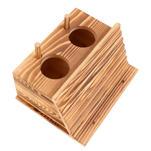 Totority 実木製ダブルホール鳥巣箱 屋外用耐候性バードハウス 小型コンパ