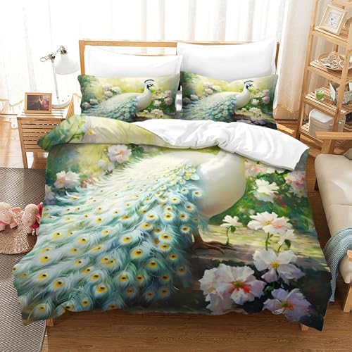 Parure de lit microfibre super douce avec scène florale 3D - 3