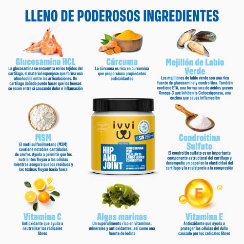 Miniatura 2 de Ivvi - Hip And Joint - Articulaciones, Antiartrosis - Complemento Alimenticio Para Perros, Altamente Concentrado - Msm, Mejillón De Labio Verde, Glucosamina - 60 Golosinas De Pollo, 270g