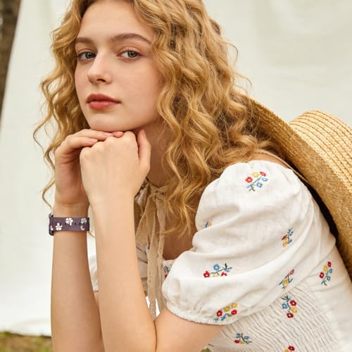 Easuny Magnetic Floral Band Compatible with Apple Watch Bands for Women 40mm 41mm 42mm 44mm 38mm 45mm 46mm 49mm, Engraved Silicone Cute Flower Strap for iWatch Series 11 10 9 8 7 6 5 4 Se 3 2 2nd 1 by Easuny - Used condition - Image 7