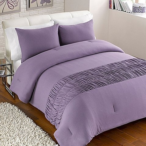 Keeco Jersey Roached Comforter Set, Light Purple