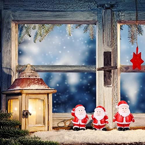 Christmas Decoration Figures Set, 12 Pieces Miniature Santa Claus Decoration Ornaments DIY Micro Christmas Resin Small Figures Children, Friends