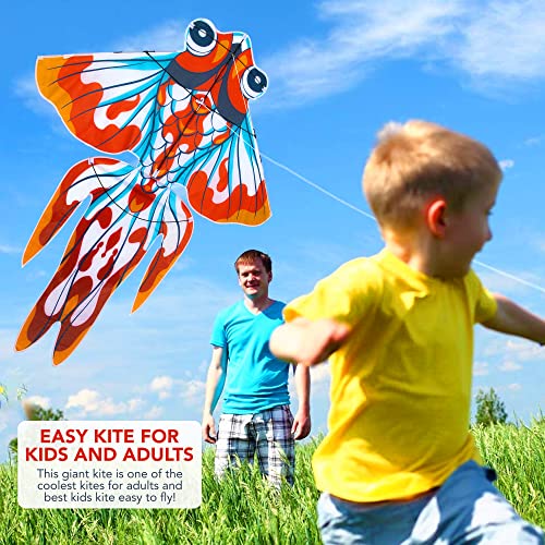 Giddykat Giant Fish Kite - Goldfish Koi Dragon Beach Kite - Over 5 Feet Long - Easy To Fly- Kite For Kids And Adults - Kites For Kids Ages 8-12 #TOP4