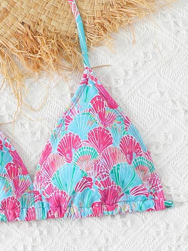 Image of SEGT Girl's 3 Piece Striped Bikini Swimwear Cute Swimsuits Bathing Suit High Waisted with Cover Up Beach Skirt