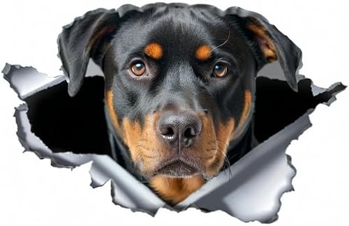 3D Rottweiler Aufkleber, Wasserfester Laptop-Aufkleber, Auto-Aufkleber mit Durchbruch-Effekt, Reflektierende Dekoration ((15cm/5.91inch))