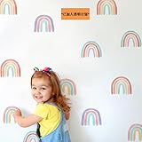 Rainbow Wall Decals for Girl Bedroom Kids Room Decor, Peel and Stick Wallpaper Rainbow Wall Stickers