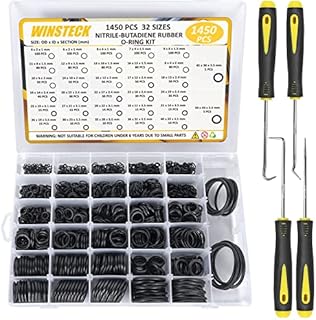 1450 PCS 32 Size Rubber O Ring Set, O Ring Assortment Kit with Pick & Hook Set, Universal Rubber Pressure Washer O Rings Kit for Hose, Faucet, Automotive, Air and Gas Sealing Repair