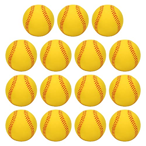 Soft Baseballs 9 Inch, 15 Pcs Foam Baseballs Batting Practice Hitting Training Softballs Colored Baseballs With Drawstring Bag For Indoor Outdoor Kids Teenager (Yellow) #TOP18