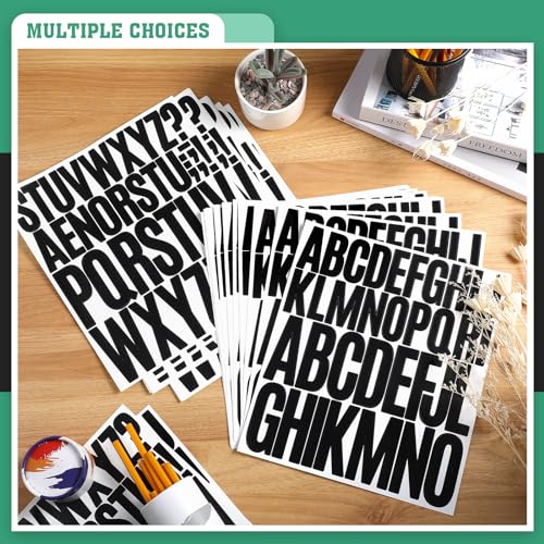 Image of Qilery 32 Sheets 2 Inch and 3 Inch Number and Alphabet Stickers Self Adhesive Vinyl Letters Big Font for School, Classroom, Home, Mailbox Decor (Black)