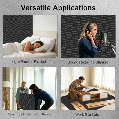 78" x 72" Large Studio Sound Dampening Blanket, Sound Insulated Blanket with Grommets, Sound Absorbing Blanket for Soundproofing Noise Reduction/Light Blocker Basement Recording Studio by YEXEXINM - Used condition - Image 7
