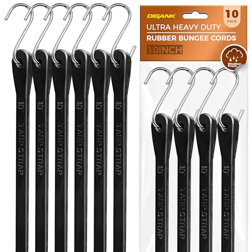 Small 10-Inch Bungee Cords with Hooks, 180 lb | Digank