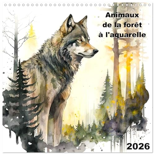 Animaux de la forêt à l'aquarelle (Calendrier mural carré 2026 30x30 cm) Calendrier double avec une page pour vos prises de notes: Plongez dans ... portraits d'animaux sauvages à l'aquarelle !